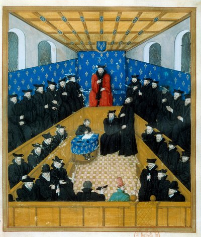 En domstol i det 15. århundrede. Miniature. Paris, B N af Unknown artist