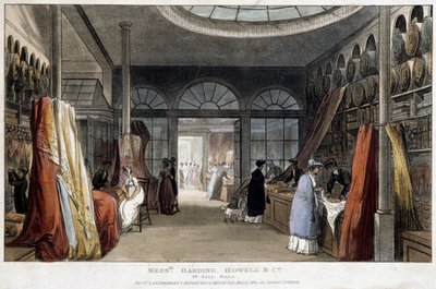 En stofbutik i London (England) - Litografi omkring 1800 af Unknown artist