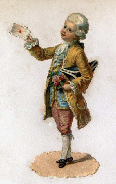 En budbringer (1700-tallet) med et forseglet brev. Kromolitografi omkring 1890. af Unknown artist