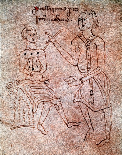 En neurolog undersøger nervesystemet hos en miniaturepatient fra manuskriptet "" De surgia"" Venedig Biblioteca Marciana fra det 13. århundrede af Unknown artist