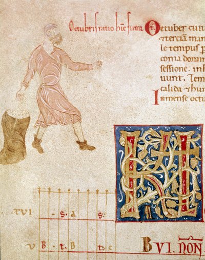 En bondesåning, oktober måned. (miniature af Unknown artist