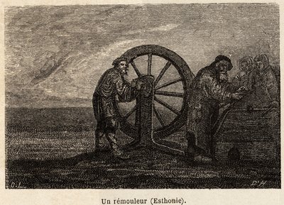 En remover i Estland. Tegning af Henriet, til illustration af hans rejse til de russiske baltiske provinser i 1851-54. Indgravering i "" Le tour du monde"", redigeret af Edouard Charton af Unknown artist