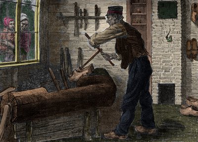En sabotør på arbejde i sit værksted i Belgien, I "" Le journal de la jeunesse 1888"". af Unknown artist