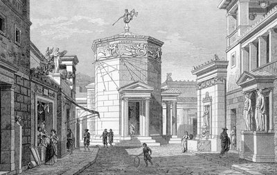 En gade i Athen. Stik fra 1877. af Unknown artist