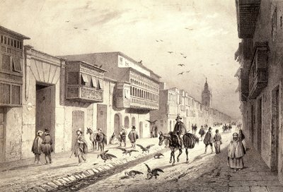 En gade i Valladolid i Lima, Peru. af Unknown artist