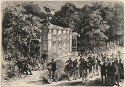 Et velocipedløb ved Pre Catelan (Pre-Catelan). af Unknown artist