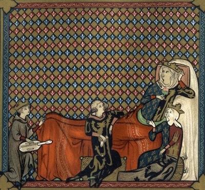 Adenet le Roi (ca. 1240- ca. 1300), digter og menestrel, reciterer Cleomades