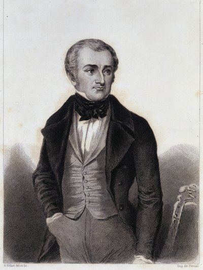 Adolphe Thiers (1797-1877) - indgravering i "Historien om Louis Philippes politiske og private liv" af Unknown artist