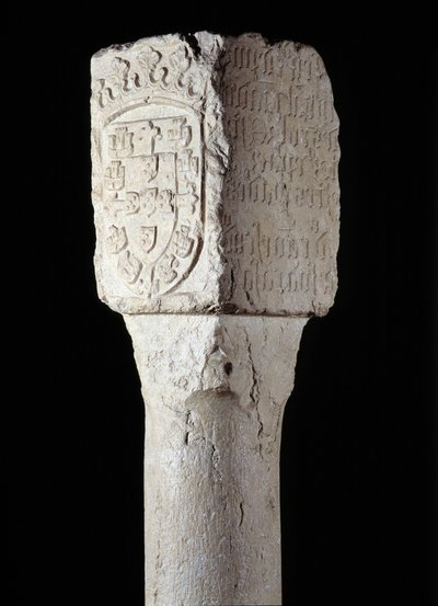 Afrikansk kunst: detalje af en besiddelsessøjle kendt som Saint Augustine erige af den portugisiske opdagelsesrejsende Diogo Cao (eller Diego Cam) i det sydlige Angola. 1486. Lissabon, Nationalmuseet for oldtidskunst af Unknown artist