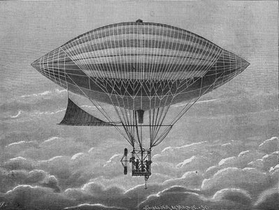 Luftskibs elektrisk aerostat af brødrene Gaston og Albert Tissandier. I "Album of Science"", Editions Jouvet af Unknown artist