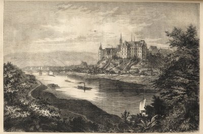 Albrechtsburg slot - Sachsen -Tyskland - Slottet Albrechtsburg i landet Sachsen i Tyskland - gravering - 1866 af Unknown artist