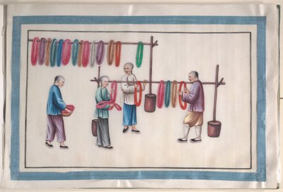 Album med tolv malerier af mennesker, der laver silke af Unknown Artist