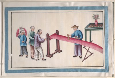 Album med tolv malerier af mennesker, der laver silke af Unknown Artist