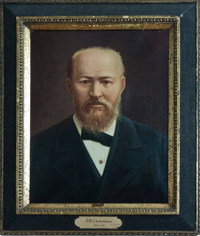 Alexandre Ostrovski - Portræt af dramatikeren Alexander N. Ostrovsky (1823-1886), Anonym. Olie på lærred, anden halvdel af det 19. århundrede, A. Ostrovskys statsmuseum, Shchelykovo af Unknown artist