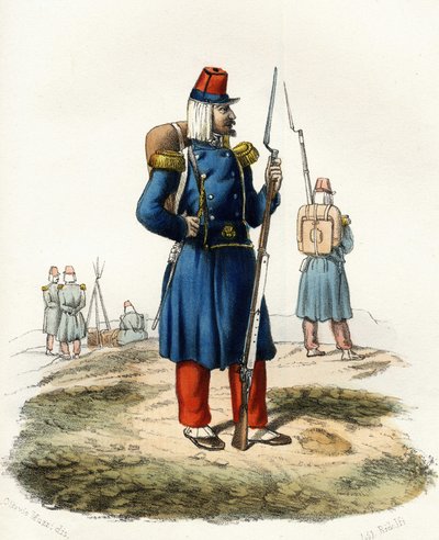 Algerie, let infanteri fra den franske hær i Afrika under ekspeditionen i 1830. I "" Storia d