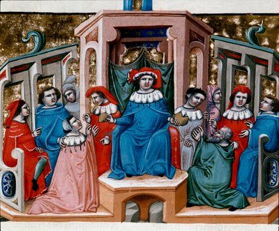 Allegori af miniatureloven taget fra Justinian Code (Codex Justinianus), en samling love og institutioner udgivet under den romerske kejser Justinian I af Byzans (483-565) af Unknown artist