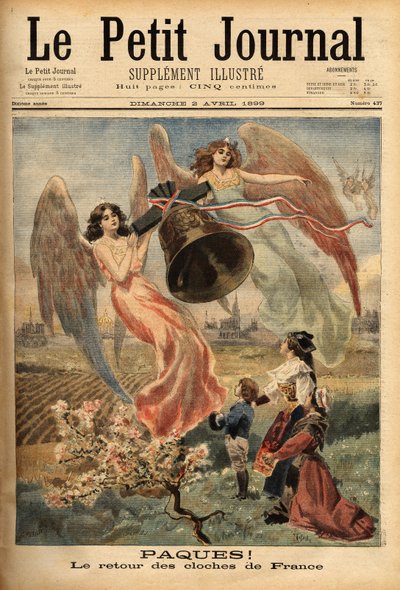 Allegori for at fejre påskeklokkernes tilbagevenden, med repræsentation af børnene fra Alsace og Lorraine (Alsace-Lorraine) i traditionelle dragter, mens disse regioner er uenige mellem det tyske imperium, der administrerer dem, og Frankrig, som af Unknown artist