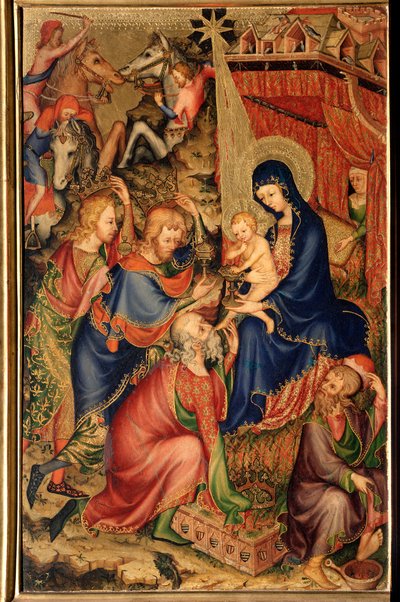 Altarolo del Bargello (Bargello altertavle) "" Tilbedelse af Magi"" (Tilbedelse af Magi) Anonymt maleri af det 14. århundredes Firenze, Museo Nazionale del Bargello af Unknown artist