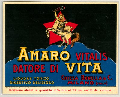 Amaro vitalis alkoholreklame (kromolitografi slutningen af det 19. århundrede) af Unknown artist