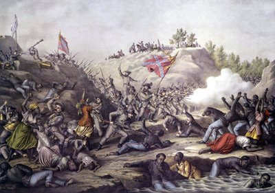 Amerikansk borgerkrig (1861 - 1865): Slaget ved Fort Pillow, Tennessee, 12. april af Unknown artist