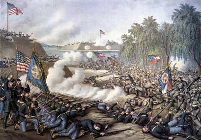 Amerikansk borgerkrig (1861 - 1865): Første slag ved Korinth (Mississippi) 29. april-10. juni af Unknown artist