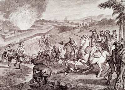 Amerikansk uafhængighedskrig: Belejring af Pensacola og den spanske hærs sejr (gravering fra 1800-tallet) af Unknown artist