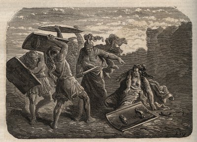 Det antikke Rom - Tarpeias straf - Tarpeias straf - gravering af Unknown artist