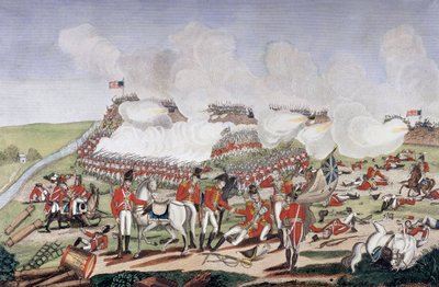 Anglo American War of 1812 (Anden Uafhængighedskrig): General Edward Pakenhams (1778-1815) død under slaget ved New Orleans (Louisiana, USA) af Unknown artist
