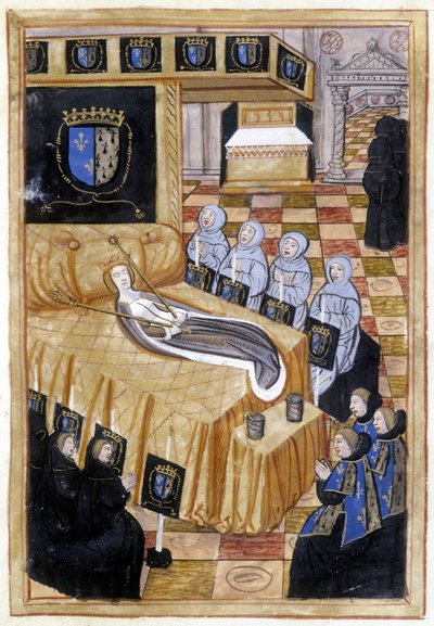Anne af Bretagne på sit dødsleje (1514). af Unknown artist