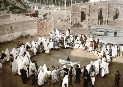 Arabiske jonglører i Algier. Fotokrom v. 1895. af Unknown artist