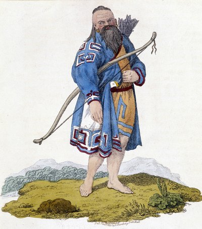 Bueskytte af en russisk befolkning. Illustration fra 1803. af Unknown artist