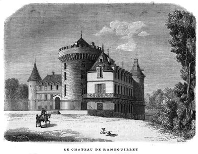 Arkitektur: udvendig udsigt over Chateau de Rambouillet (14.-15. århundrede, redesignet i løbet af århundredet). af Unknown artist