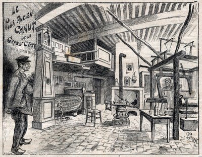 Atelier de Canut a Lyon - den ældste canut i Grand Cote siden 1814 gravering i "Le Progres illustrious"" fra 1895 af Unknown artist