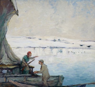 Alkefugle ved fjorden af Unknown Artist