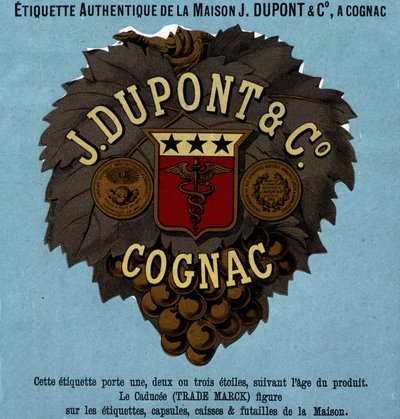 Autentisk etiket af J. Dupont & C¡, Cognac. 1882 udgave af Unknown artist