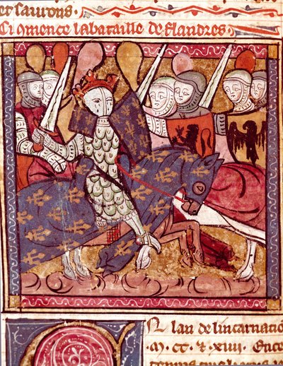 Slaget ved Flandern Miniature fra "" Grandes Chronicles de France"" 1375-1379 kommunale bibliotek, Castres af Unknown artist