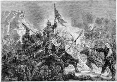 Slaget ved Palikao: nederlag af Manchu-hæren før den fransk-britiske ekspeditionsstyrke, 21/09/1860 - af Unknown artist