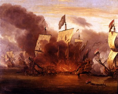 Slaget ved Solebay: 7/06/1672. af Unknown artist