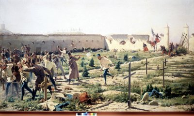 Slaget ved Solferino, Lombardiet, mod de fransk-sardiske og østrigske hære den 24. juni 1859. Museo del Risorgimento. Milano af Unknown artist