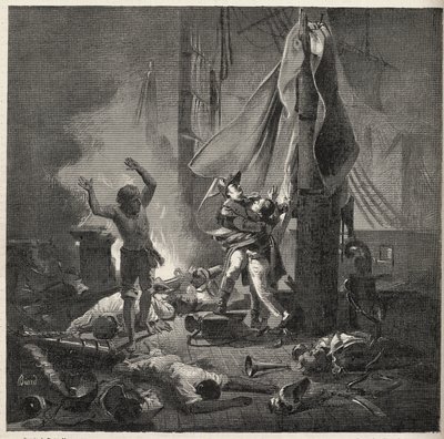 Slaget ved Nilen - Slaget ved Aboukir - Luces og Giocante de Casabiancas død (Luc-Julien-Joseph Casabianca af Unknown artist
