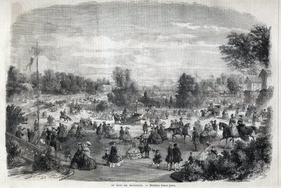 Smukke dage på Bois de Boulogne i Paris. Indgravering i "The Illustrious Universe" af Unknown artist