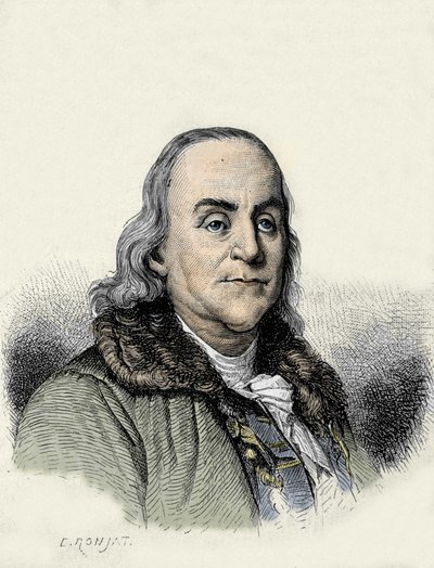 Benjamin Franklin (1706-1790), amerikansk filosof, fysiker og ambassadør. af Unknown artist