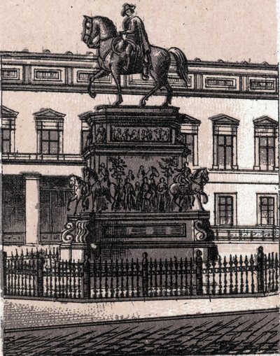 Berlin, Tyskland: statue af Frederik II den Store (Frederik den Store). i "" Verden illustrerer 168 visninger"" Udateret (slutningen af det 19. århundrede) af Unknown artist