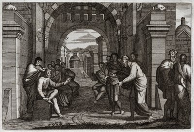 Bible of Royaumont, Gamle Testamente: Boaz (Booz), nær slægtning til Ruth, hustru i henhold til lovens forordning. Illustration fra 1811. af Unknown artist