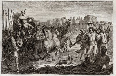 Bible of Royaumont, Det Gamle Testamente: Ophøjelse af Josef. Josef er opvokset i herlighed. Illustration fra 1811. af Unknown artist