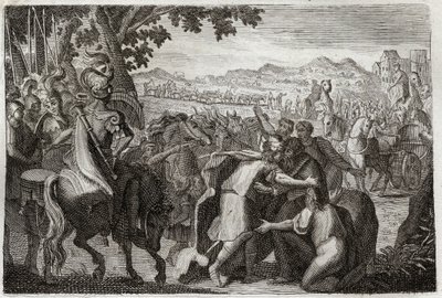 Bible of Royaumont, Gamle Testamente: Jakob tager til Egypten. Jakob vil finde Josef med hele hans familie. Illustration fra 1811. af Unknown artist