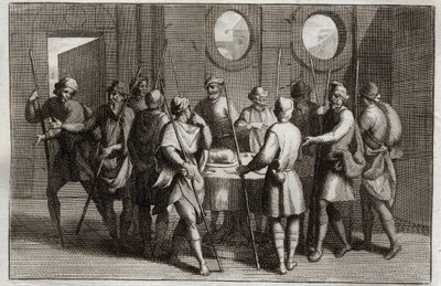 Bible of Royaumont, Gamle Testamente: Påskelammet. Gud befalede jøderne at spise påskens lam, og for den tiende plage dræbte alle førstefødte. Illustration fra 1811. af Unknown artist