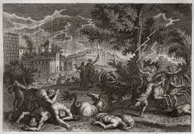 Bible of Royaumont, Gamle Testamente: Egyptens ti sår. Illustration af 1811. af Unknown artist