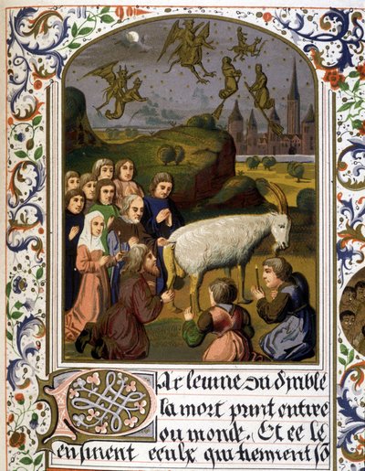 Sort messe omkring en ged mod en sabbatsscene - Faksimile af en belysning af Unknown artist