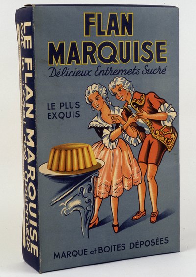 Æske med produkt "" Flan Marquise: Delicious sweet entremets "", n.d. 19. århundrede af Unknown artist